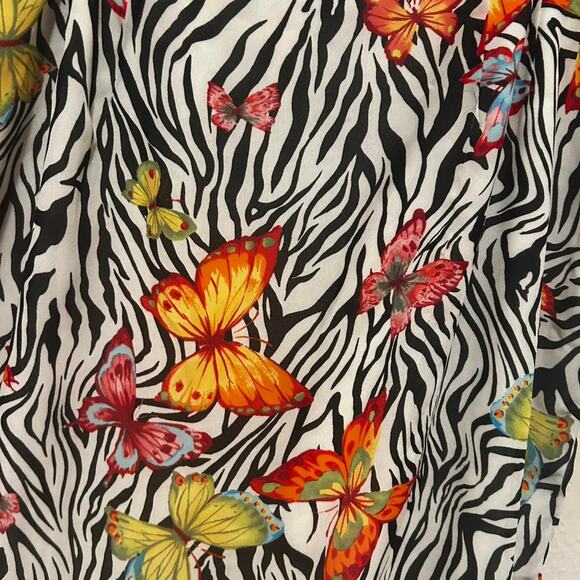 Le Suit Y2K/90s Black and white zebra butterfly print midi skirt - Picture 4 of 8